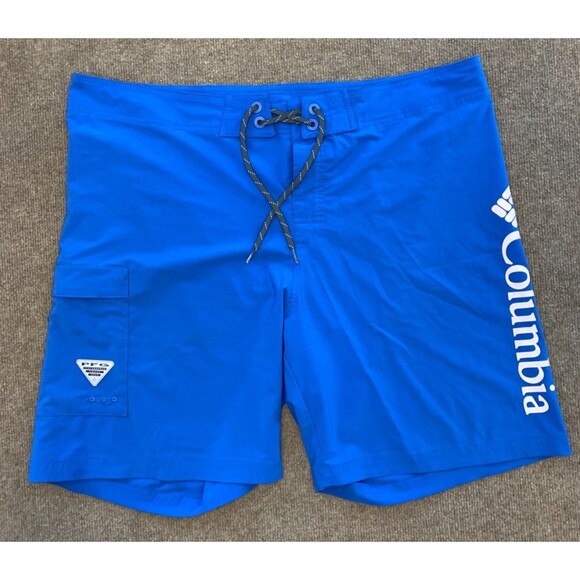 Columbia Shorts Mens 42 Board Swim PFG Omni-Shield Spell-Out Cargo Pockets - Picture 1 of 7